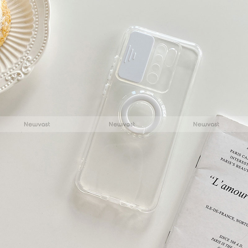 Ultra-thin Transparent TPU Soft Case Cover with Stand for Xiaomi Poco M2 White