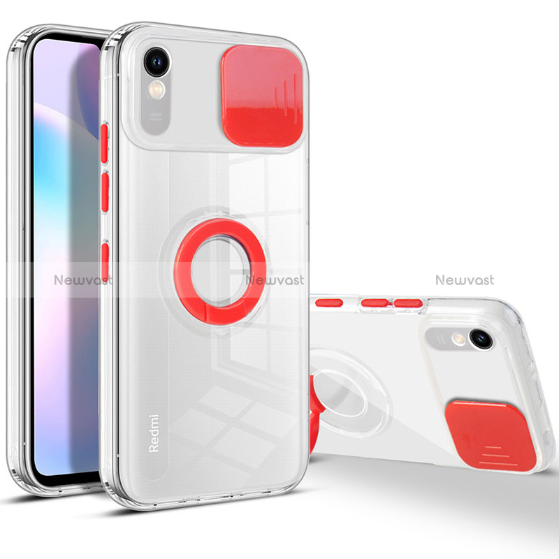 Ultra-thin Transparent TPU Soft Case Cover with Stand for Xiaomi Redmi 9A Red