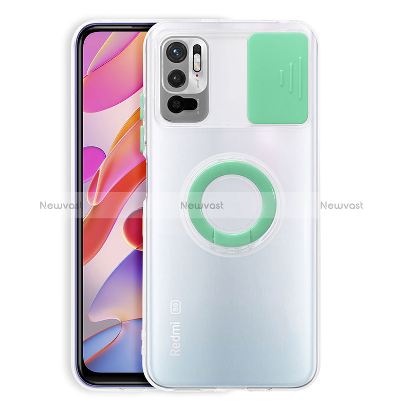 Ultra-thin Transparent TPU Soft Case Cover with Stand for Xiaomi Redmi Note 10 5G Matcha Green