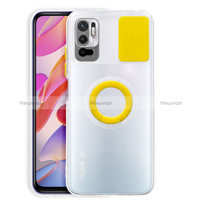 Ultra-thin Transparent TPU Soft Case Cover with Stand for Xiaomi Redmi Note 10 5G Yellow