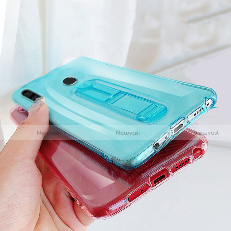 Ultra-thin Transparent TPU Soft Case Cover with Stand S01 for Huawei Nova 3e