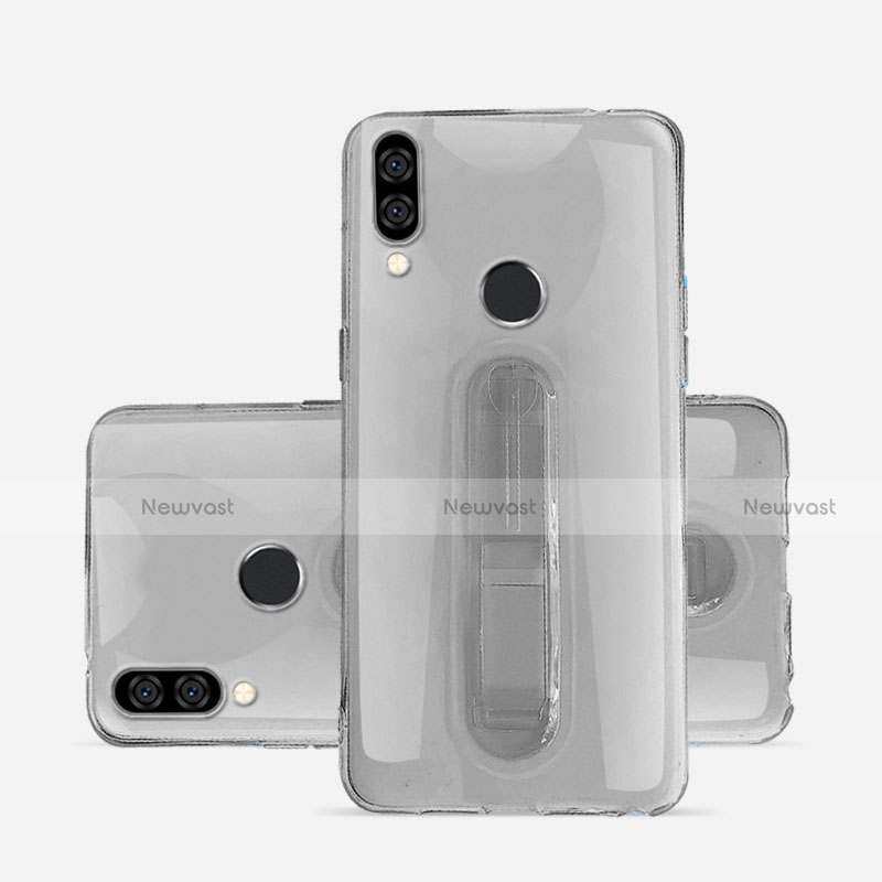 Ultra-thin Transparent TPU Soft Case Cover with Stand S01 for Huawei Nova 3e Gray