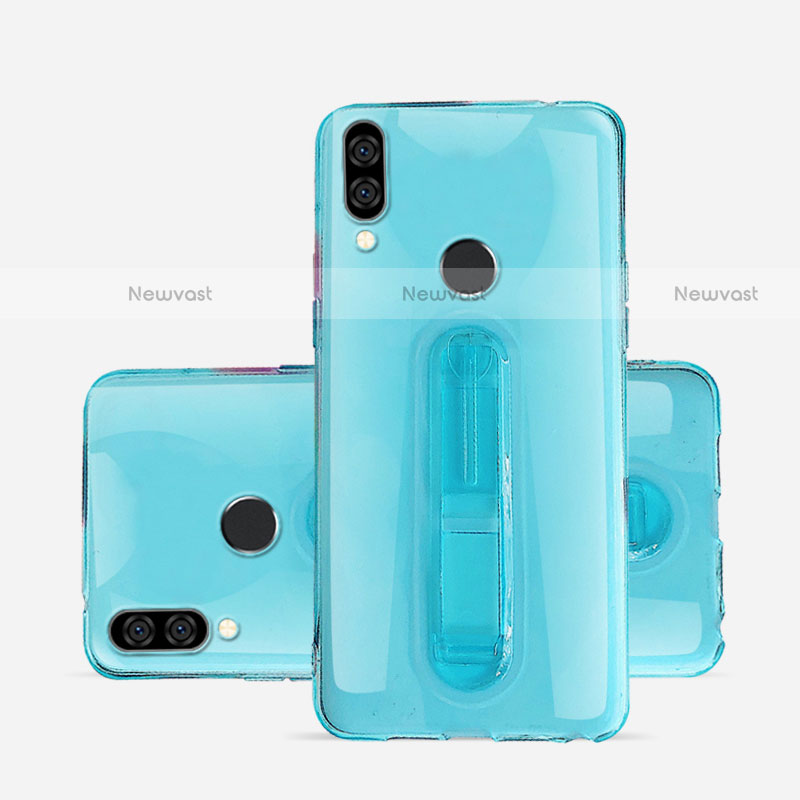 Ultra-thin Transparent TPU Soft Case Cover with Stand S01 for Huawei P20 Lite