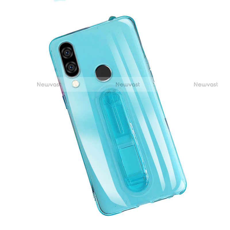 Ultra-thin Transparent TPU Soft Case Cover with Stand S01 for Huawei P20 Lite Blue