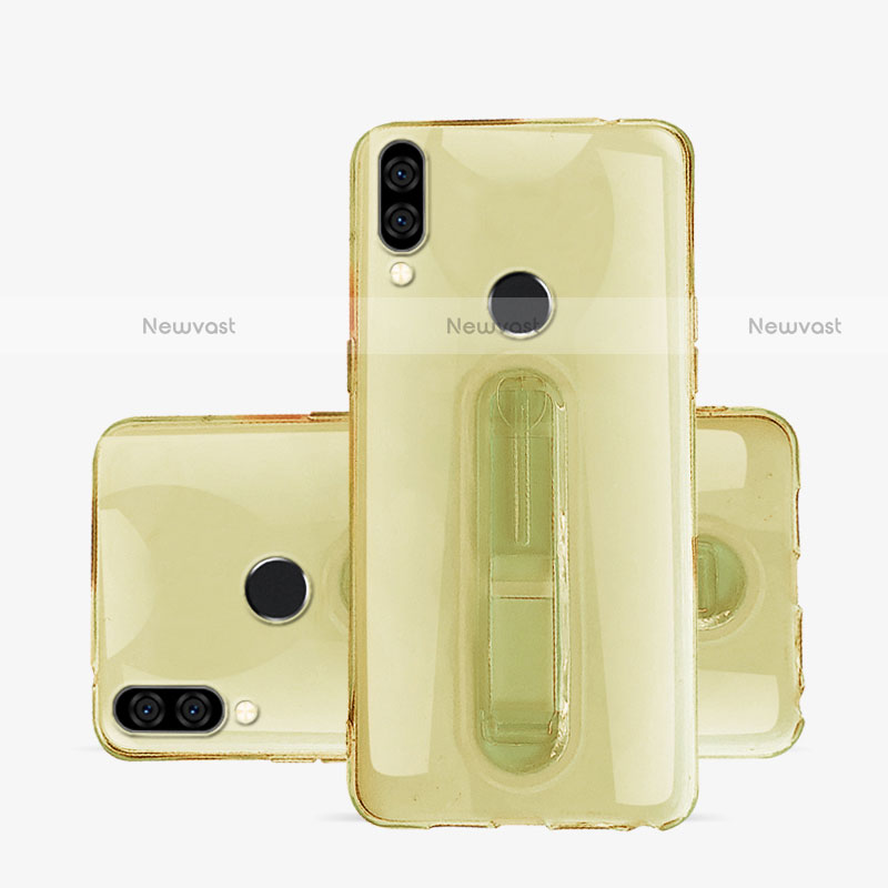 Ultra-thin Transparent TPU Soft Case Cover with Stand S01 for Huawei P20 Lite Gold