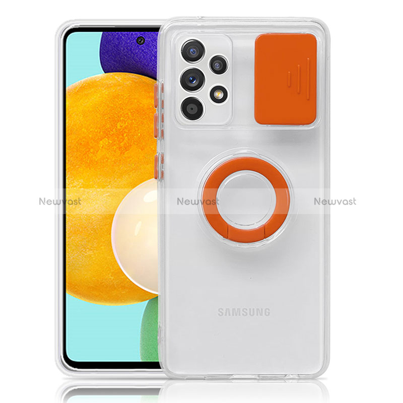 Ultra-thin Transparent TPU Soft Case Cover with Stand S01 for Samsung Galaxy A52 4G Orange