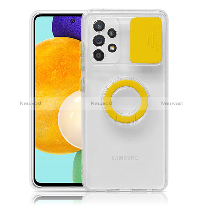 Ultra-thin Transparent TPU Soft Case Cover with Stand S01 for Samsung Galaxy A52 5G Yellow