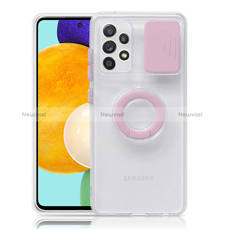 Ultra-thin Transparent TPU Soft Case Cover with Stand S01 for Samsung Galaxy A52s 5G Pink