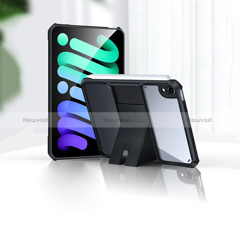 Ultra-thin Transparent TPU Soft Case Cover with Stand S02 for Apple iPad Mini 6 Black