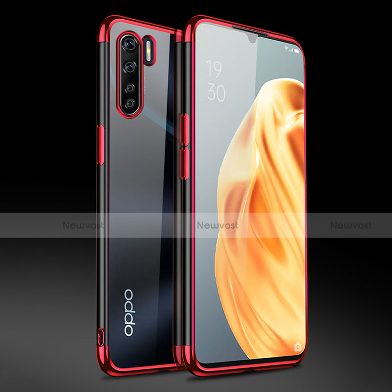 Ultra-thin Transparent TPU Soft Case Cover Z01 for Oppo Reno3 Red