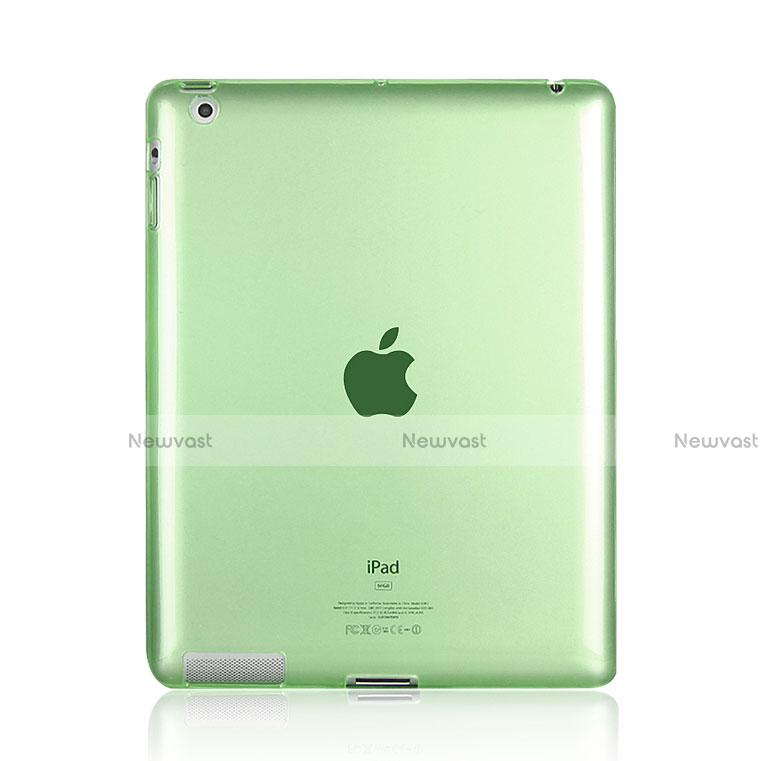 Ultra-thin Transparent TPU Soft Case for Apple iPad 3 Green