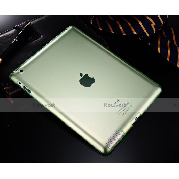 Ultra-thin Transparent TPU Soft Case for Apple iPad 4 Green