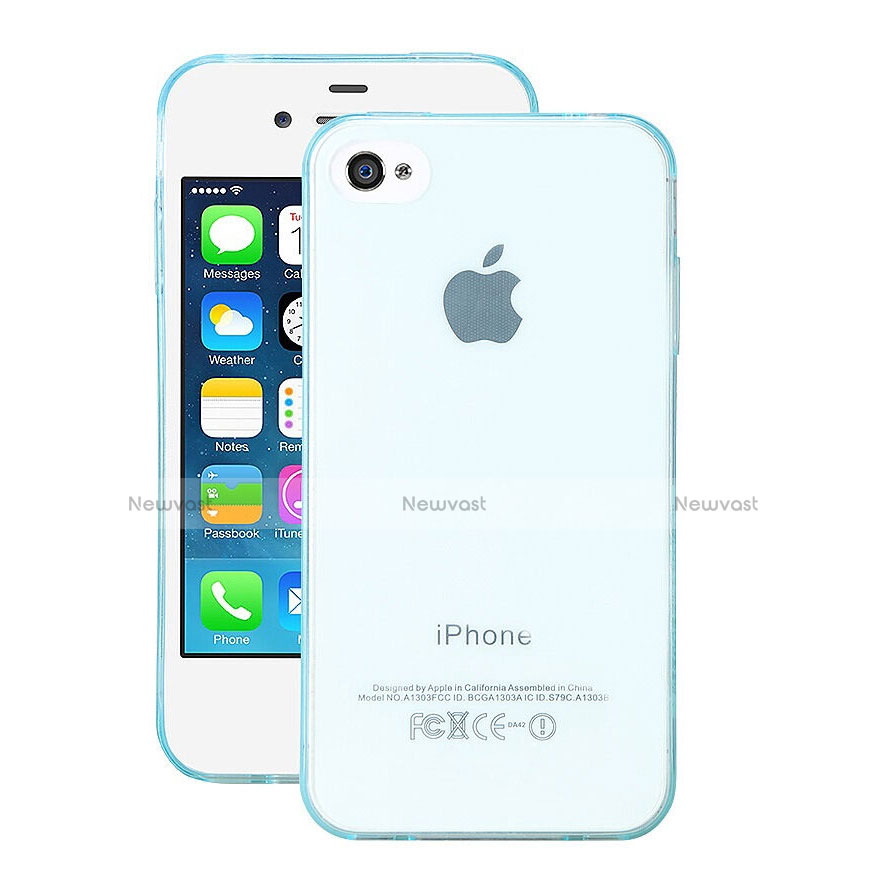 Ultra-thin Transparent TPU Soft Case for Apple iPhone 4 Sky Blue