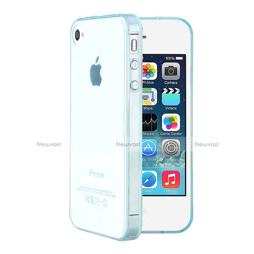 Ultra-thin Transparent TPU Soft Case for Apple iPhone 4 Sky Blue