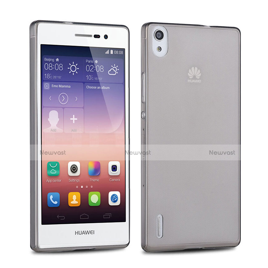 Ultra-thin Transparent TPU Soft Case for Huawei Ascend P7 Gray