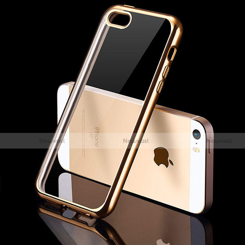 Ultra-thin Transparent TPU Soft Case H01 for Apple iPhone 5 Gold