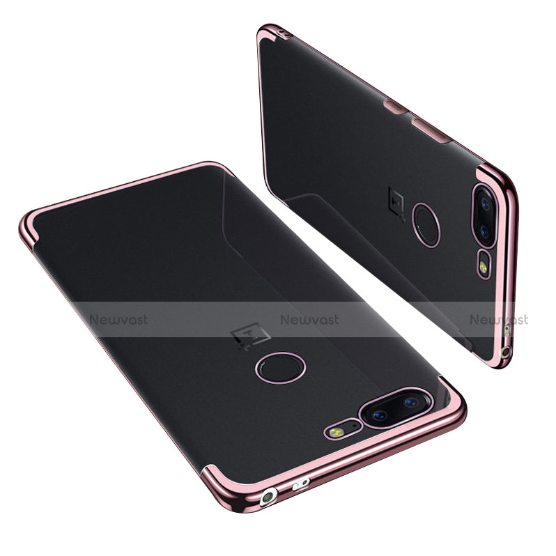 Ultra-thin Transparent TPU Soft Case H01 for OnePlus 5T A5010 Rose Gold