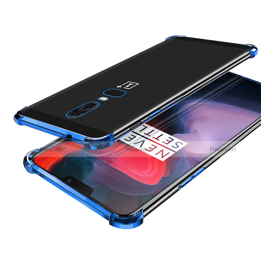 Ultra-thin Transparent TPU Soft Case H02 for OnePlus 6 Blue