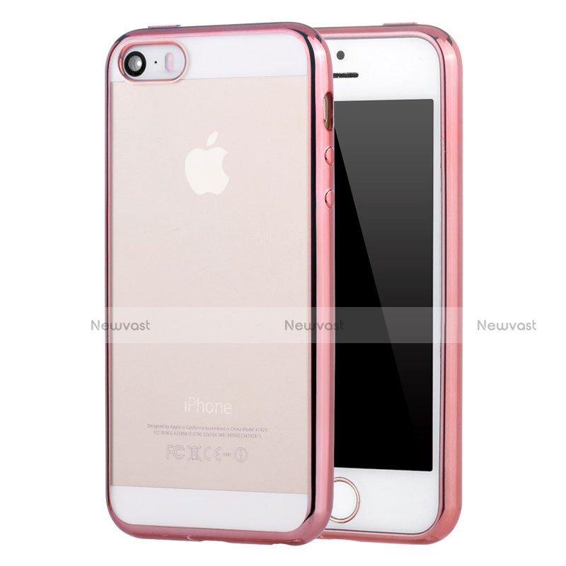 Ultra-thin Transparent TPU Soft Case H05 for Apple iPhone 5 Rose Gold