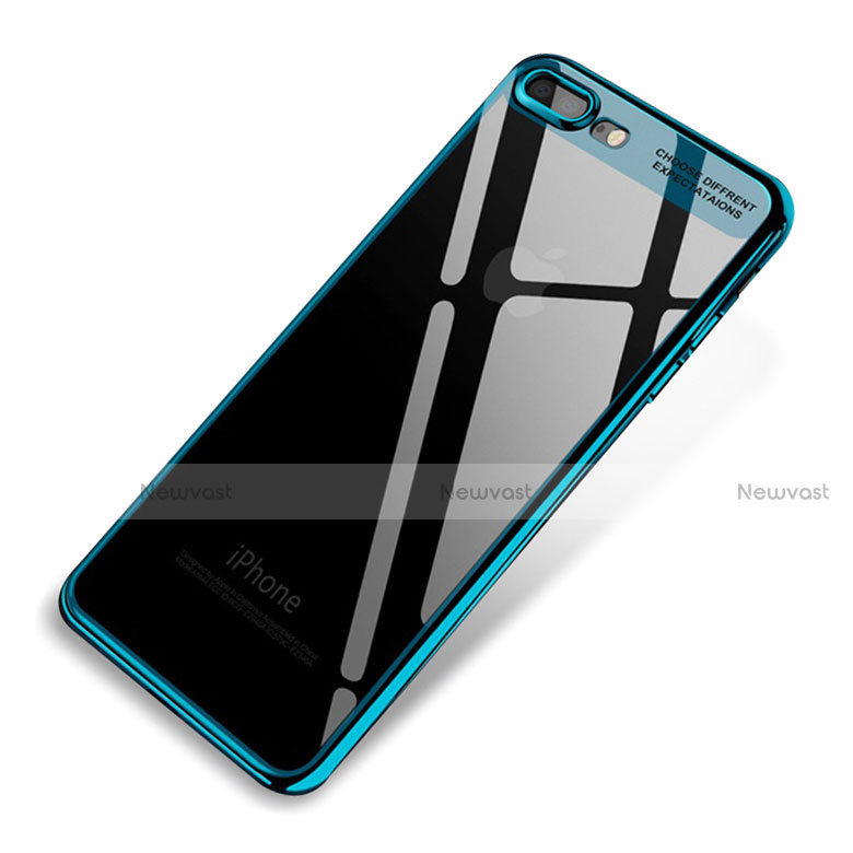 Ultra-thin Transparent TPU Soft Case Q03 for Apple iPhone 8 Plus Blue