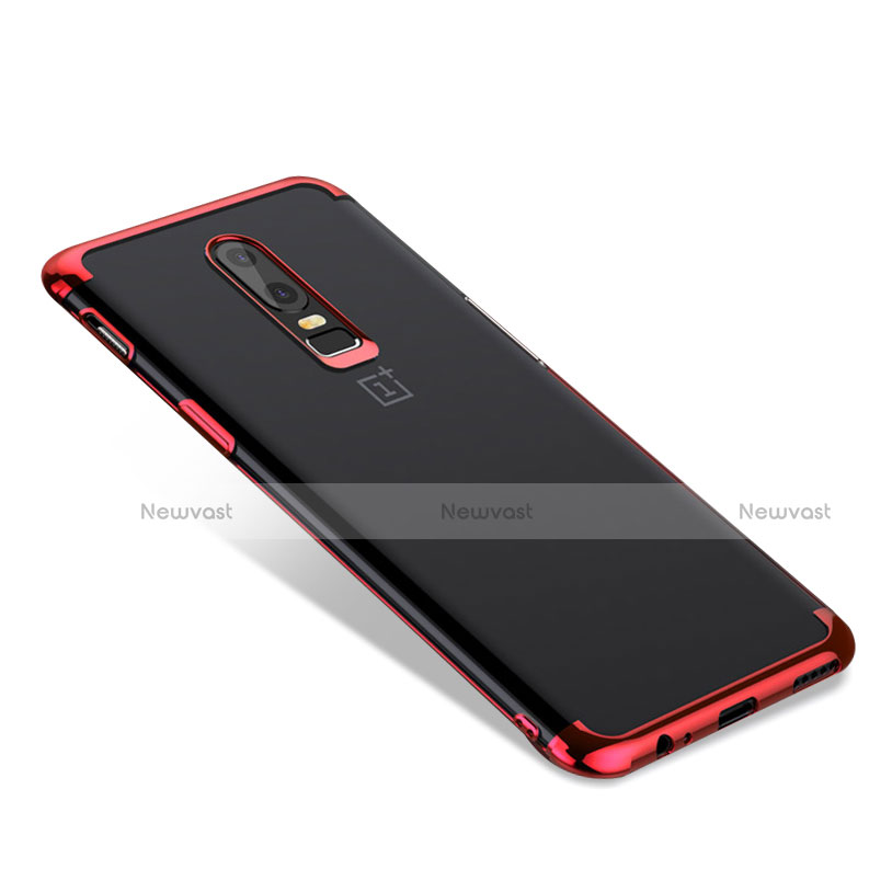 Ultra-thin Transparent TPU Soft Case T02 for OnePlus 6 Red