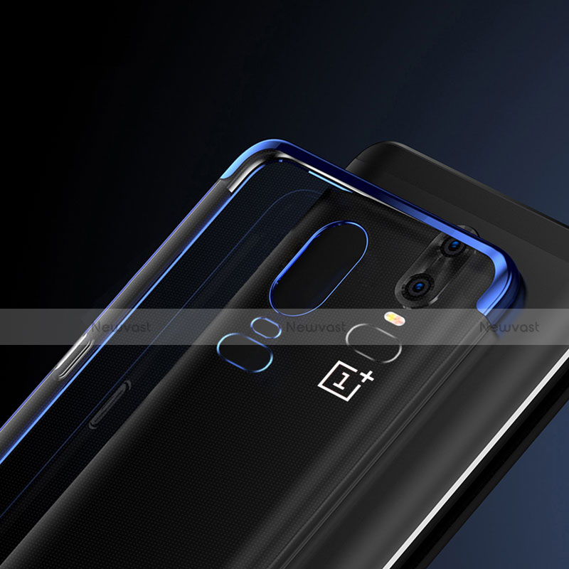 Ultra-thin Transparent TPU Soft Case T03 for OnePlus 6 Blue