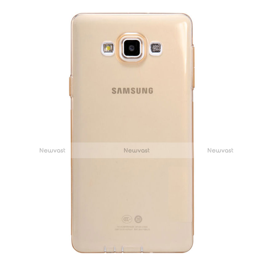 Ultra-thin Transparent TPU Soft Case T03 for Samsung Galaxy A7 Duos SM-A700F A700FD Gold