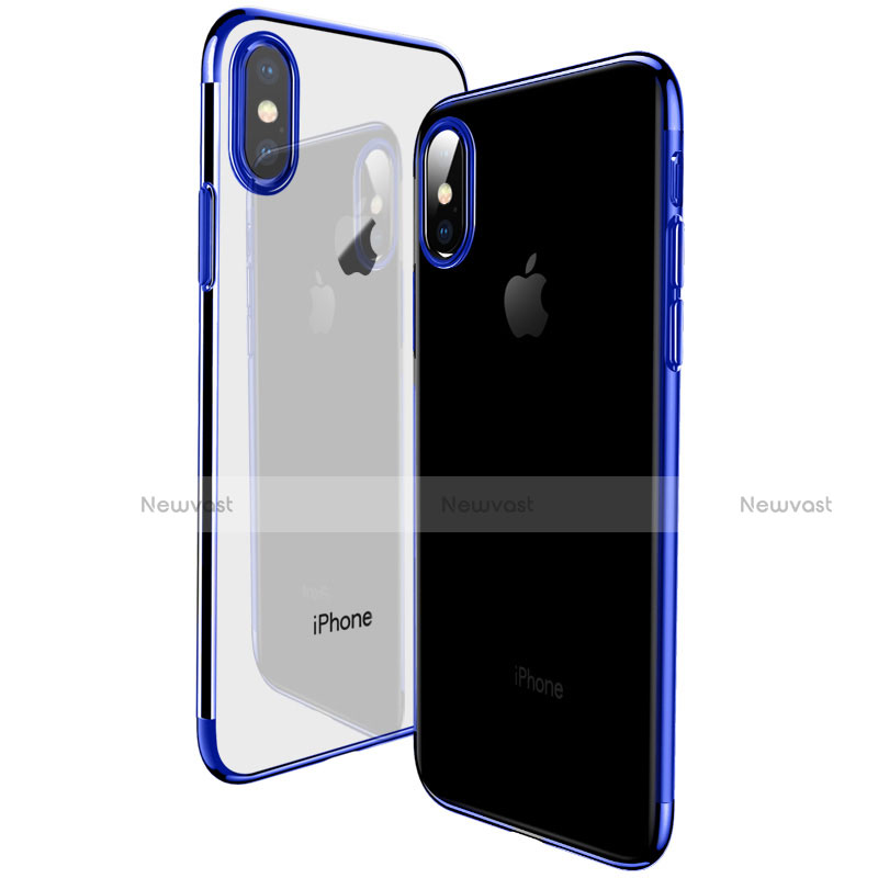 Ultra-thin Transparent TPU Soft Case T19 for Apple iPhone X Blue