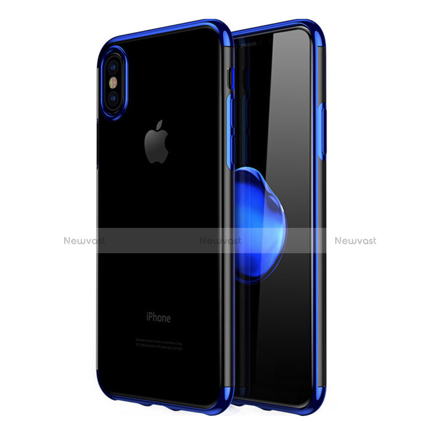 Ultra-thin Transparent TPU Soft Case V02 for Apple iPhone Xs Blue