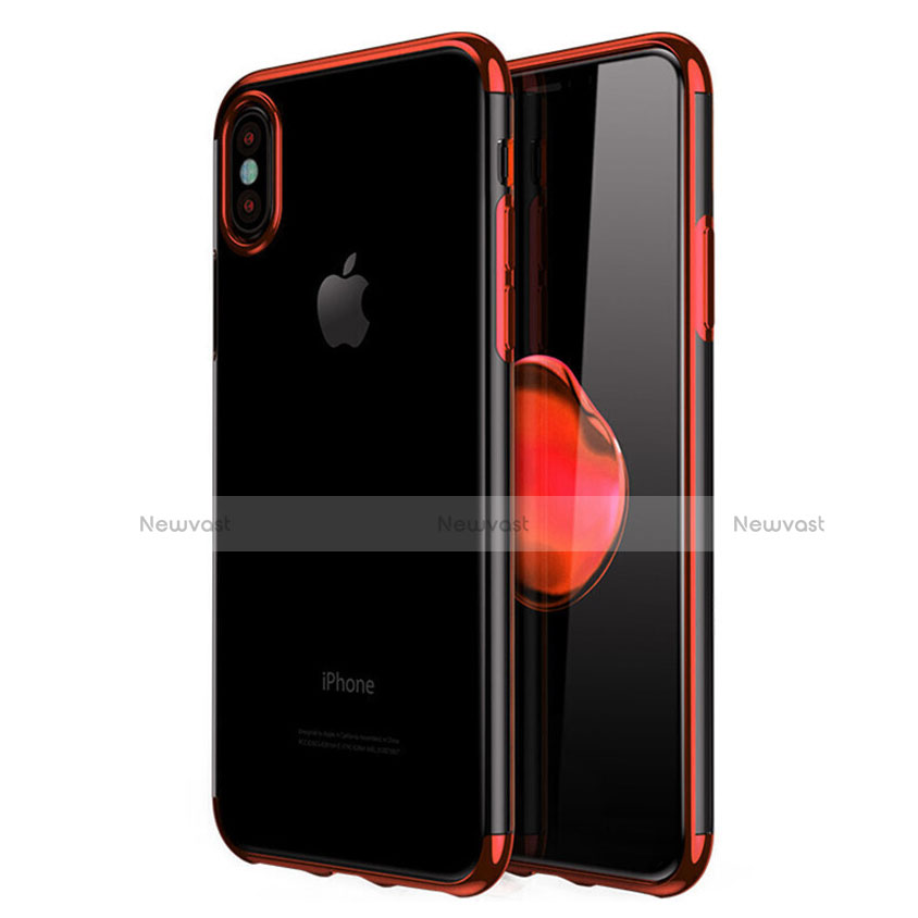 Ultra-thin Transparent TPU Soft Case V02 for Apple iPhone Xs Red