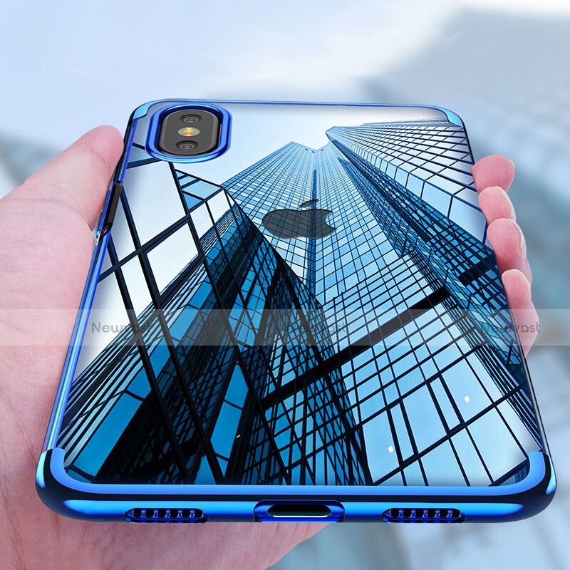 Ultra-thin Transparent TPU Soft Case V07 for Apple iPhone X Blue