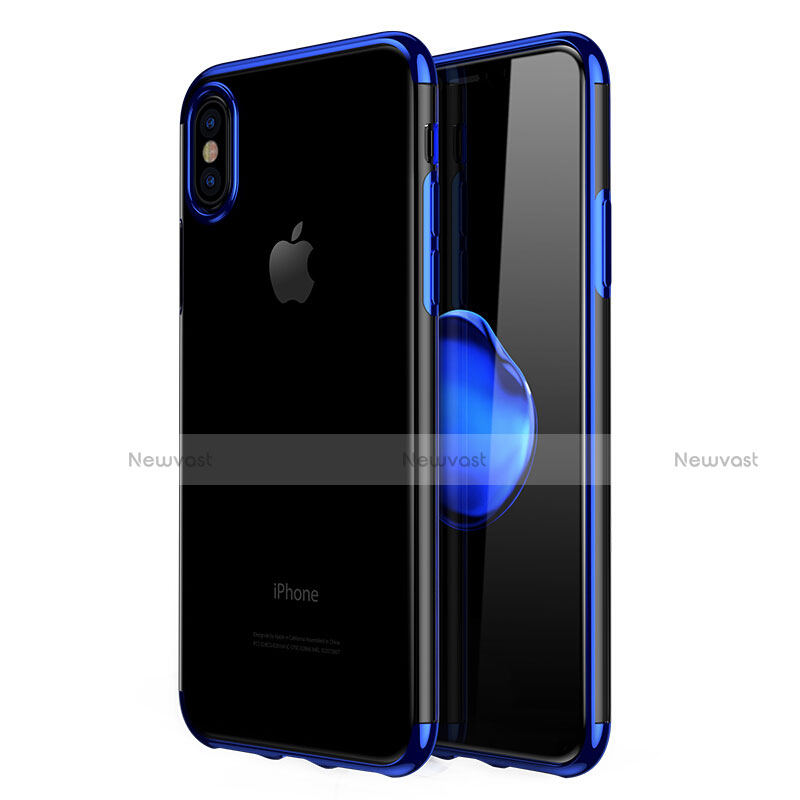 Ultra-thin Transparent TPU Soft Case V07 for Apple iPhone Xs Blue