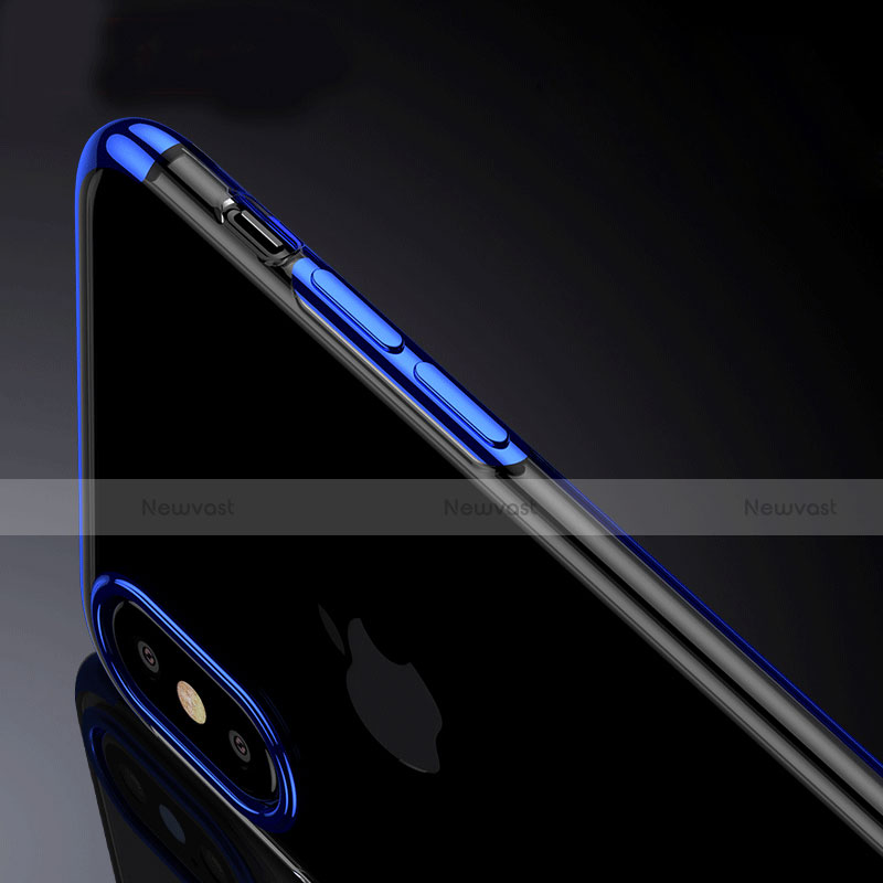 Ultra-thin Transparent TPU Soft Case V07 for Apple iPhone Xs Blue