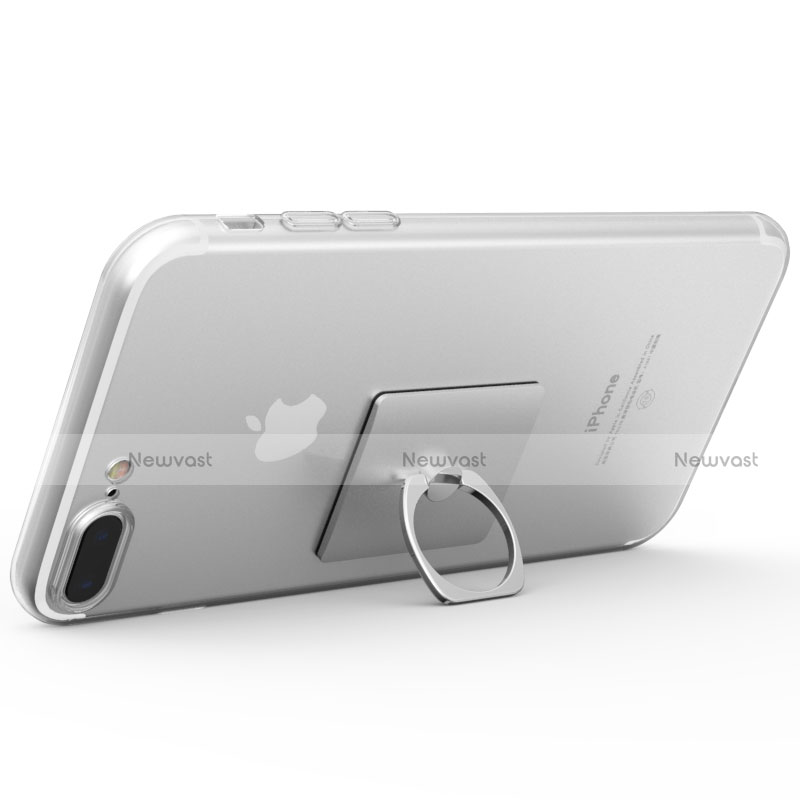 Ultra-thin Transparent TPU Soft Case with Finger Ring Stand A01 for Apple iPhone 8 Plus Clear