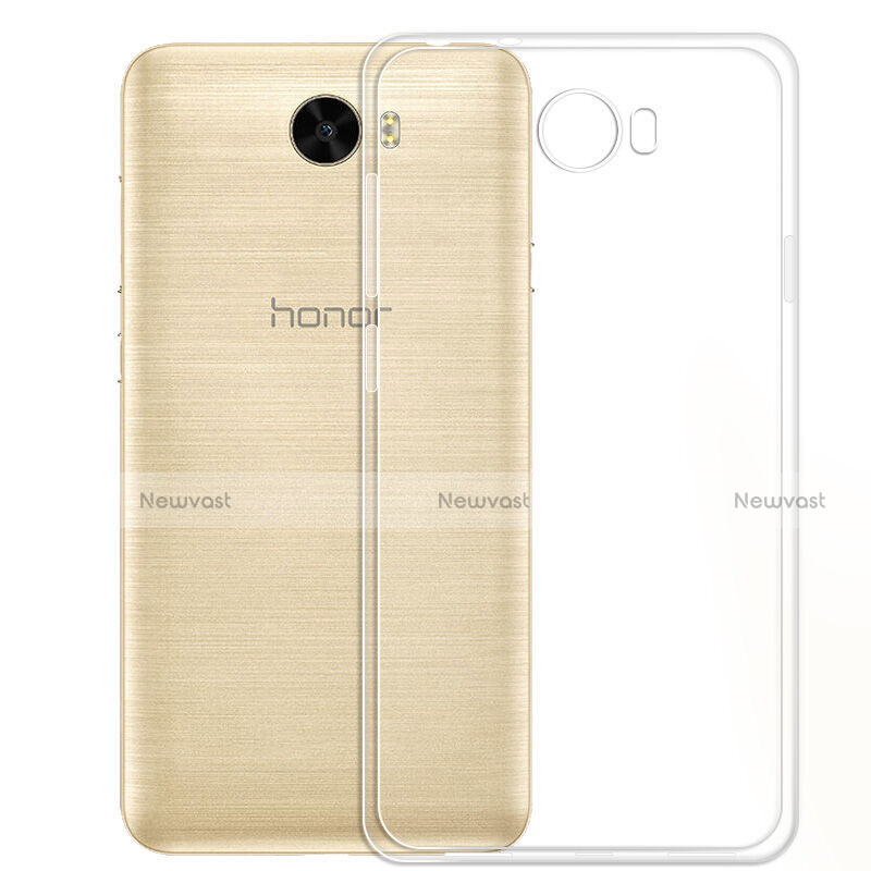 Ultra-thin Transparent TPU Soft Case with Finger Ring Stand and Screen Protector for Huawei Honor Play 5 Clear