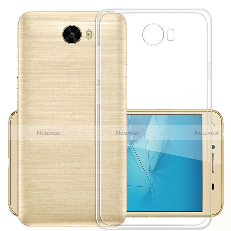 Ultra-thin Transparent TPU Soft Case with Finger Ring Stand and Screen Protector for Huawei Y5 II Y5 2 Clear