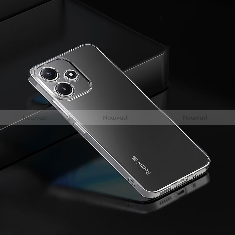 Ultra-thin Transparent TPU Soft Case with Finger Ring Stand and Screen Protector for Xiaomi Redmi Note 12R 5G Red