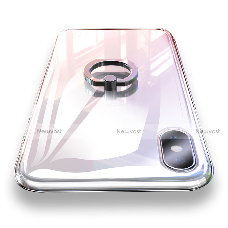 Ultra-thin Transparent TPU Soft Case with Finger Ring Stand for Apple iPhone X Clear