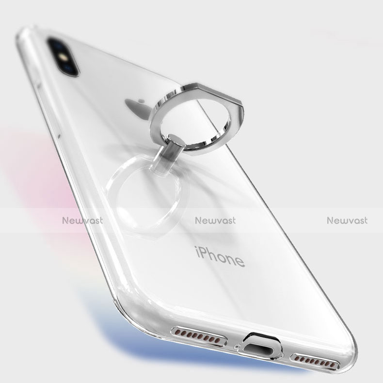 Ultra-thin Transparent TPU Soft Case with Finger Ring Stand for Apple iPhone Xs Clear