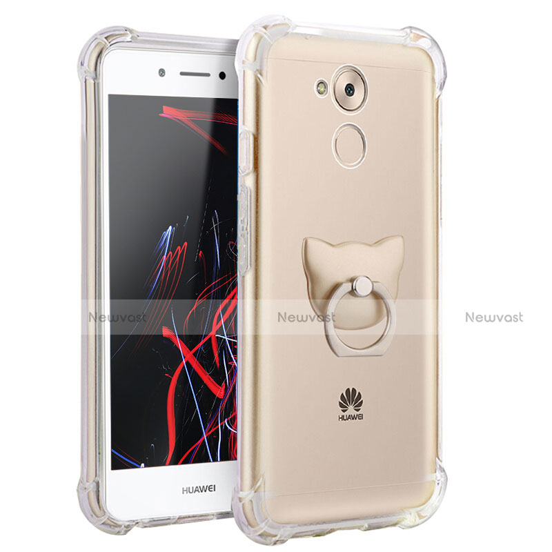 Ultra-thin Transparent TPU Soft Case with Finger Ring Stand for Huawei Honor 6C Clear