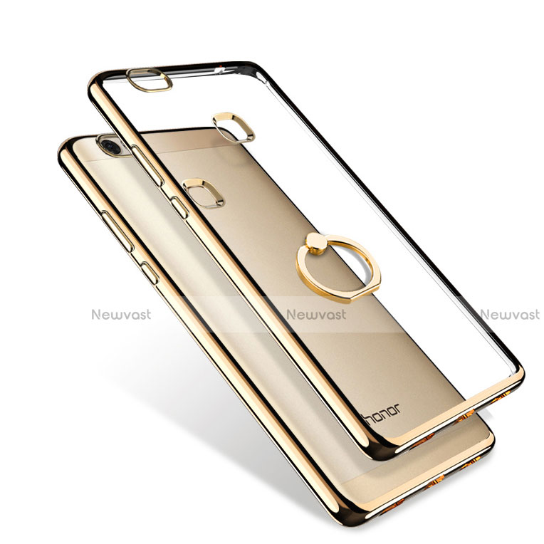 Ultra-thin Transparent TPU Soft Case with Finger Ring Stand for Huawei Honor Note 8 Gold