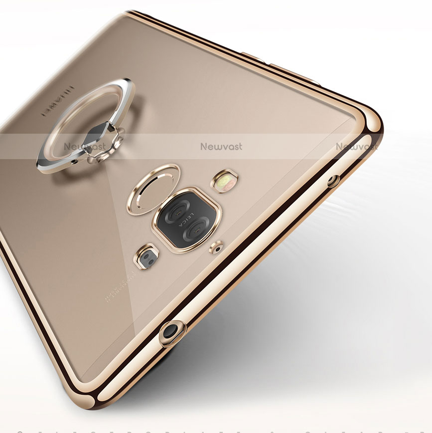 Ultra-thin Transparent TPU Soft Case with Finger Ring Stand for Huawei Mate 9 Gold