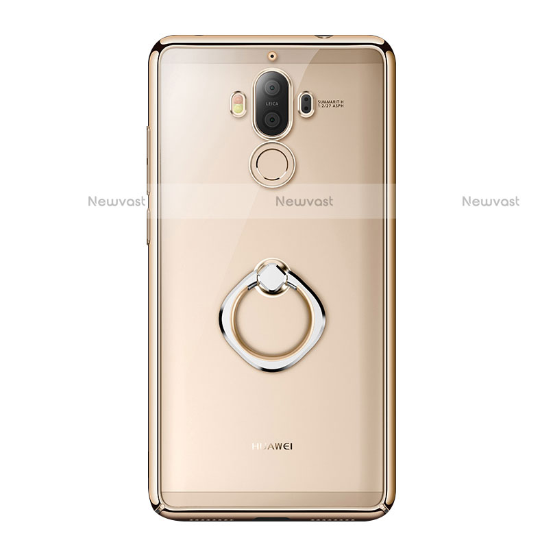 Ultra-thin Transparent TPU Soft Case with Finger Ring Stand for Huawei Mate 9 Gold