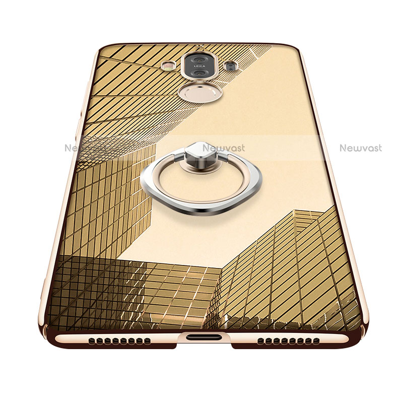 Ultra-thin Transparent TPU Soft Case with Finger Ring Stand for Huawei Mate 9 Gold