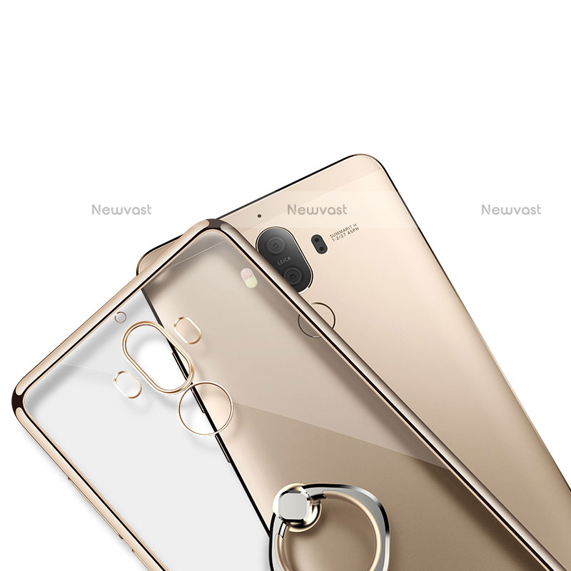 Ultra-thin Transparent TPU Soft Case with Finger Ring Stand for Huawei Mate 9 Gold