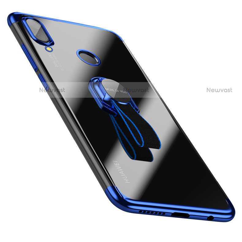 Ultra-thin Transparent TPU Soft Case with Finger Ring Stand for Huawei Nova 3e Blue