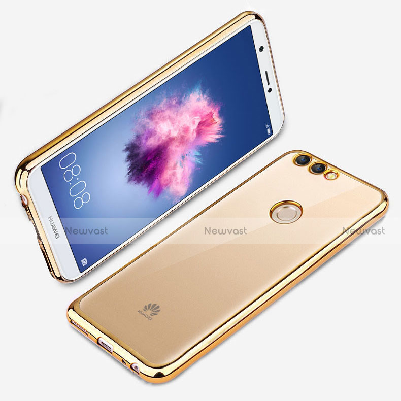 Ultra-thin Transparent TPU Soft Case with Finger Ring Stand for Huawei Y9 (2018) Gold