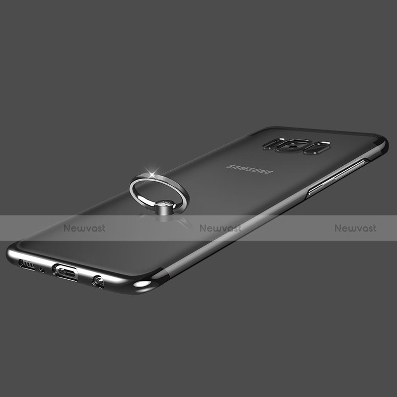 Ultra-thin Transparent TPU Soft Case with Finger Ring Stand for Samsung Galaxy S8 Clear