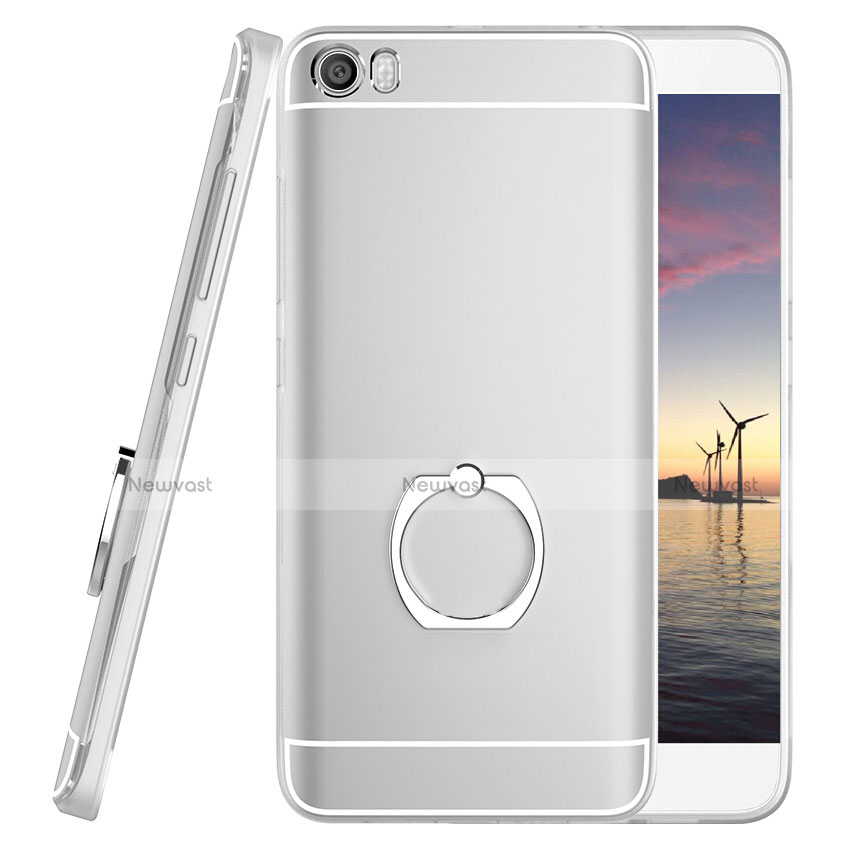 Ultra-thin Transparent TPU Soft Case with Finger Ring Stand for Xiaomi Mi 5 Clear