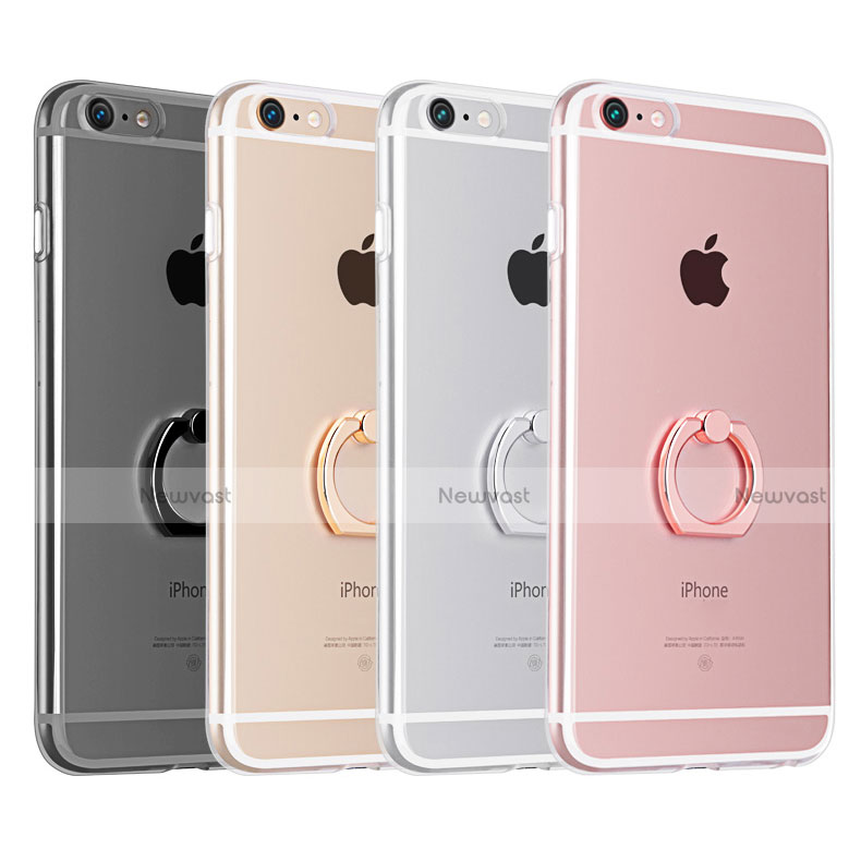 Ultra-thin Transparent TPU Soft Case with Finger Ring Stand S01 for Apple iPhone 6S